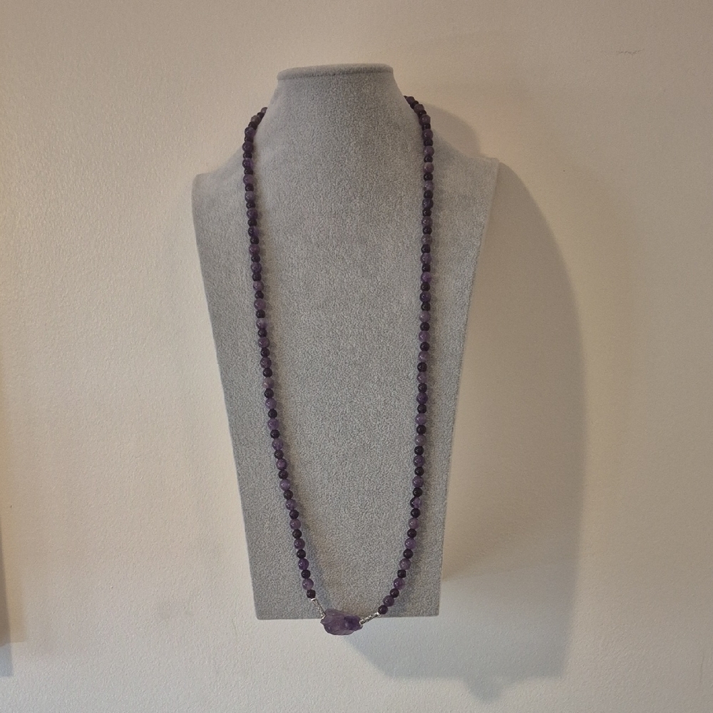 Amathyst 36" Necklace & Braclet, NATURAL